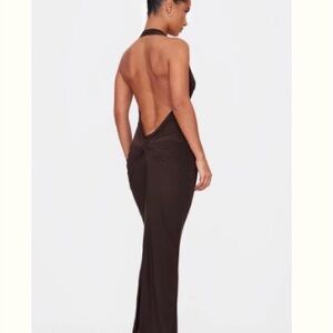 PrettyLittleThing Chocolate Backless Dress